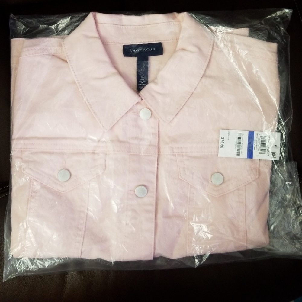 Charter club denim jacket NEW X Large Misty Pink